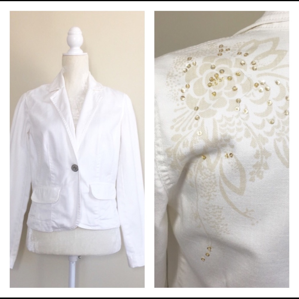EUC Bandolinoblu sequined detail jean blazer S